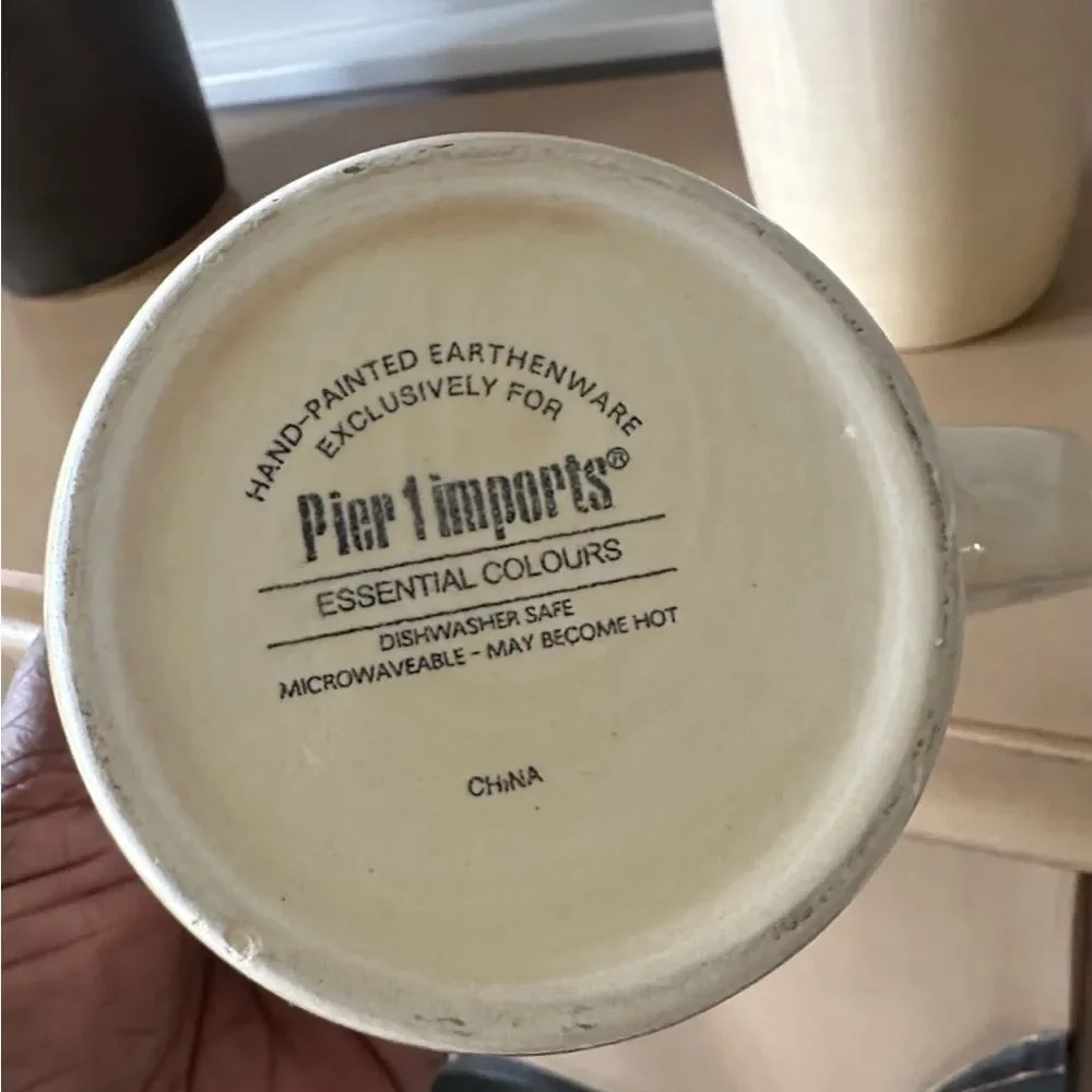 Pier 1 Pale Yellow Glazed Earthenware Mug Set (2)
